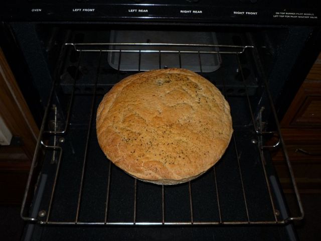Bread on oven rack.