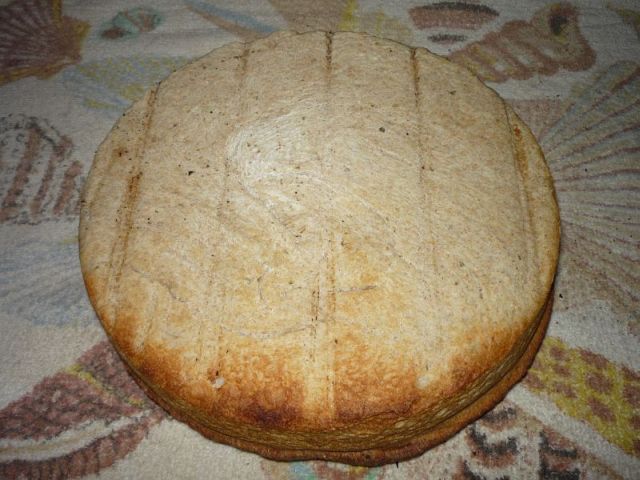Bottom of bread, now lightly toasted.