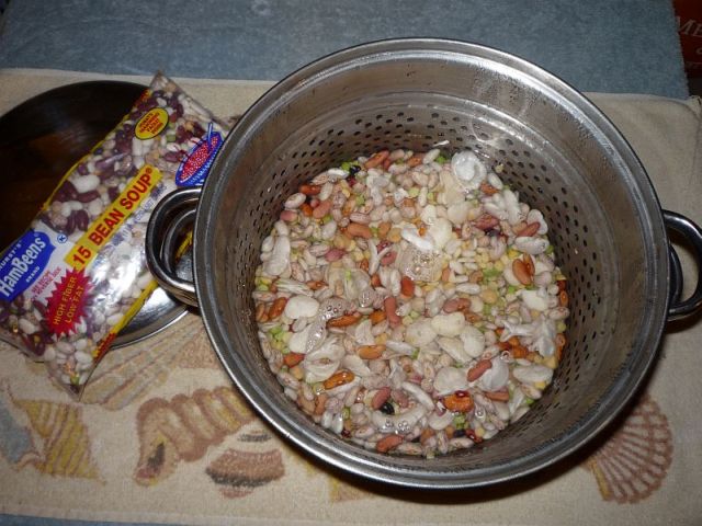 Beans soaking in pot