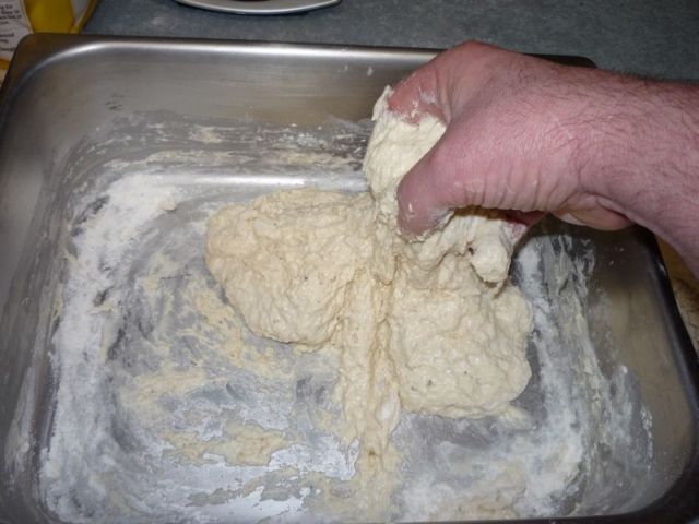 Sticky, gooey dough.