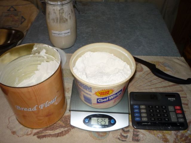 Flour in bowl on scale.