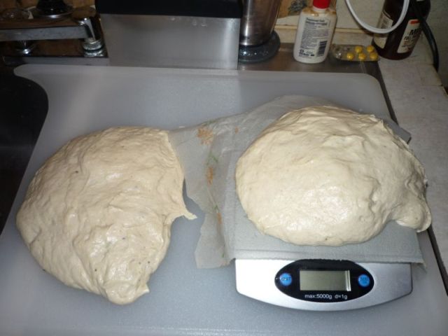 Dough divided in two parts.
