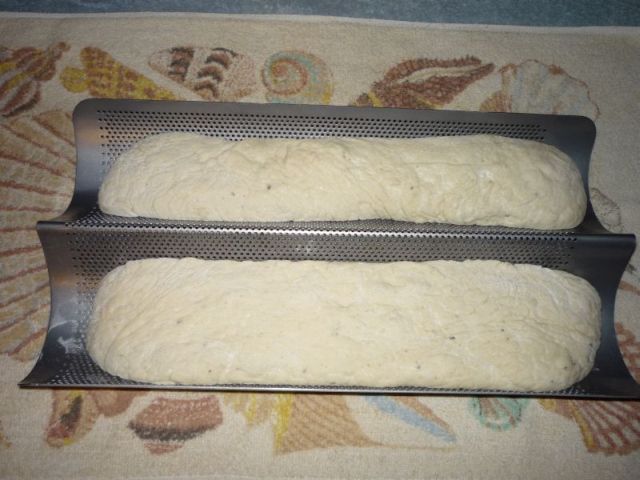 Dough logs in the French bread mold.