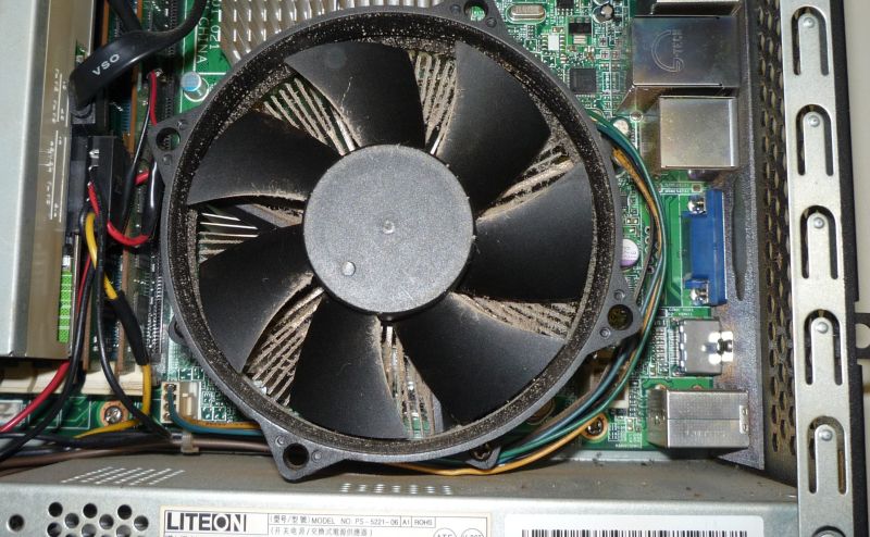 a dust-loaded radial heat-sink and fan